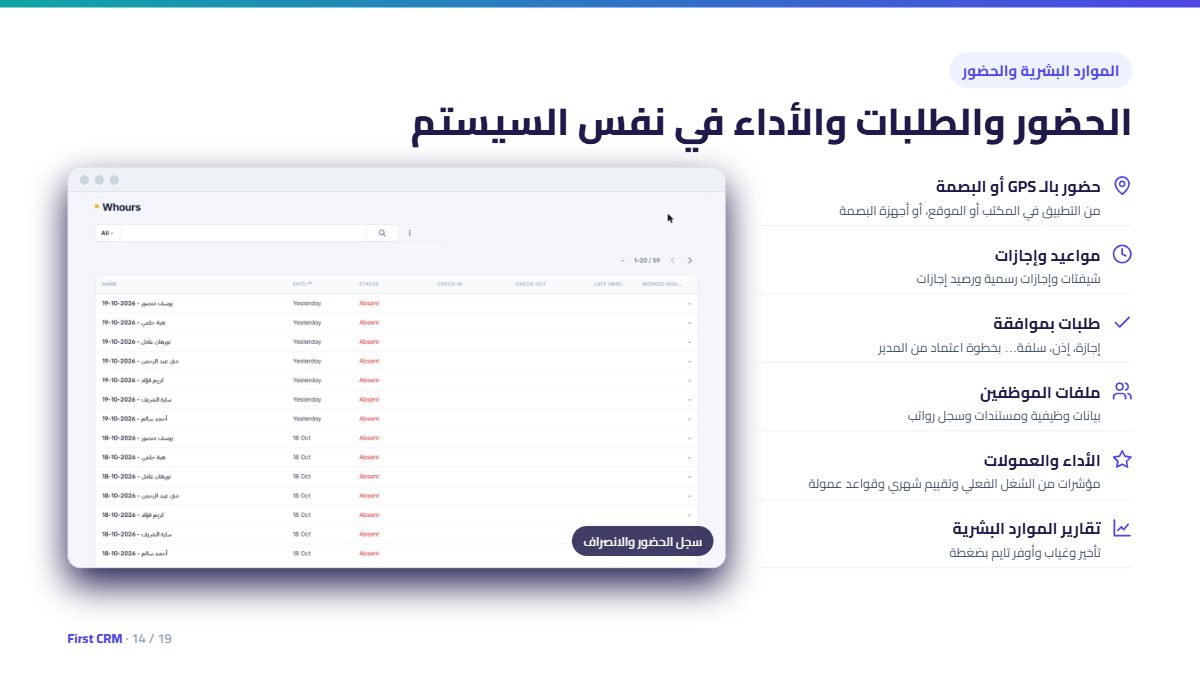 الموارد البشرية والحضور